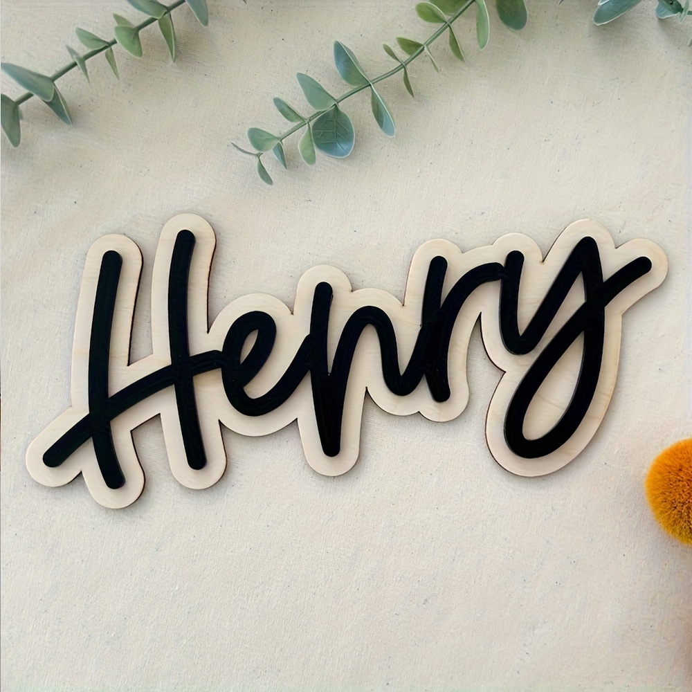 Interior Design Names - Personalized Double-Layered Wooden Name Plaque -