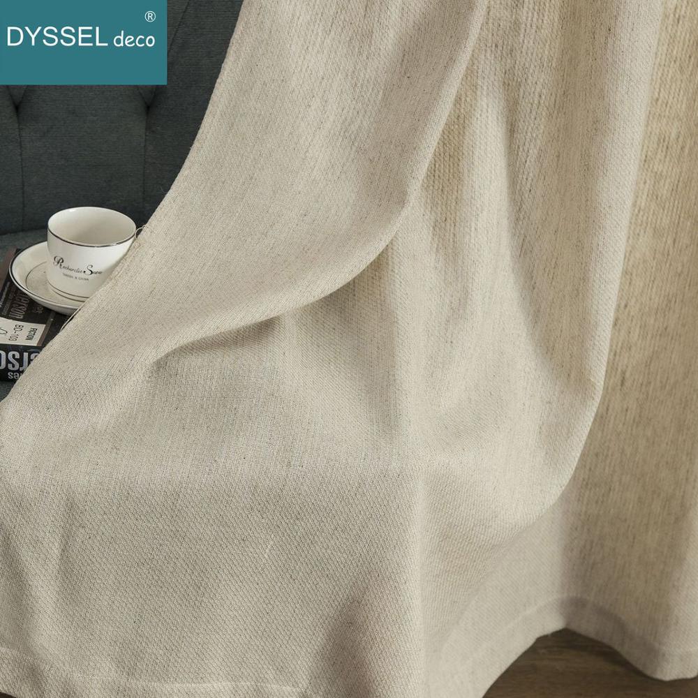 Linen Curtain Eyelet - Solid Home Decorative Anti-UV Natural Linen