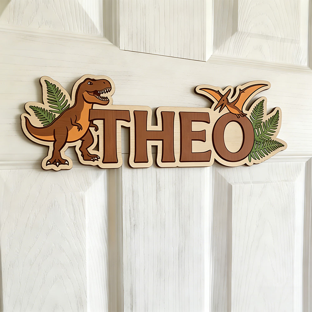 Interior Design Names - Personalized Dinosaur Name Sign for The