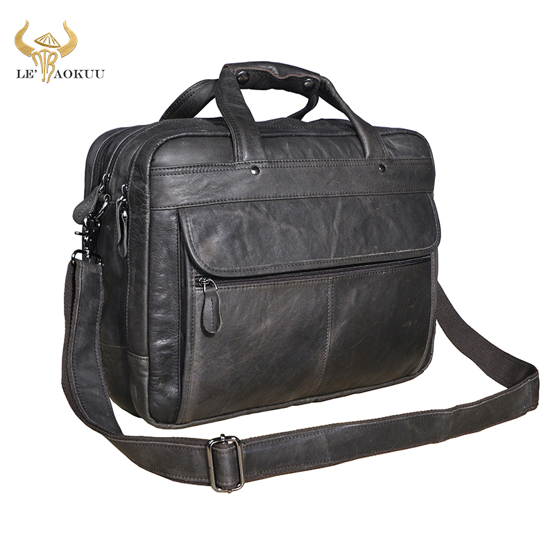 Interior Design Documentation - Men Genuine Leather Retro Gray Business