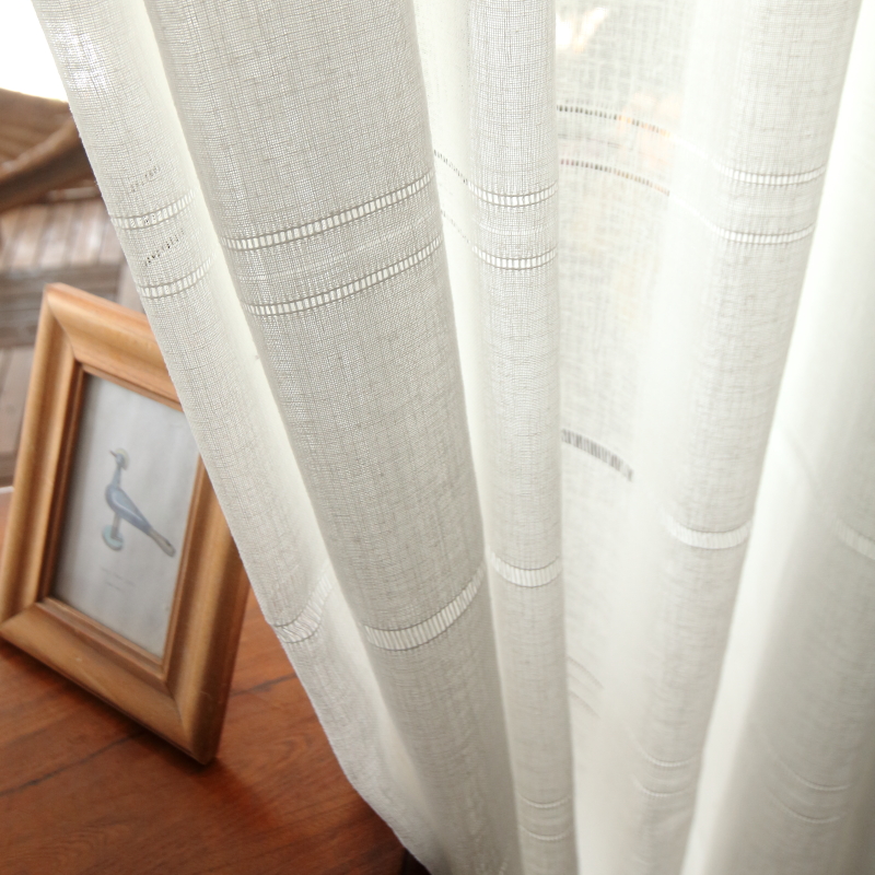 Modern white hollow striped cu - Linen Curtain Eyelet recension och pris