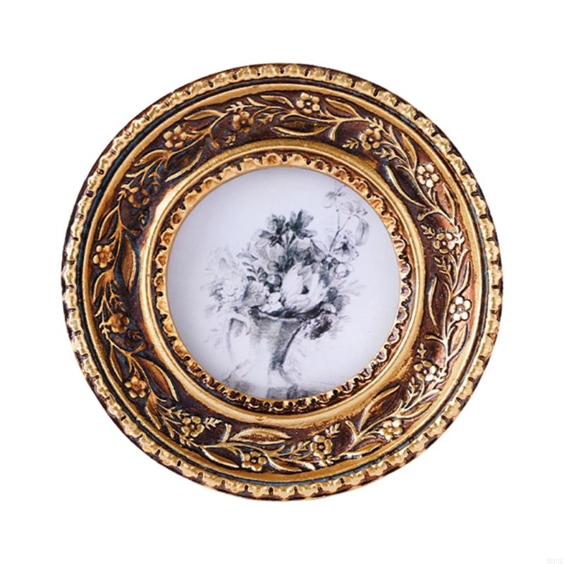Antique Bronze Gold Round Phot - Rattan Mirror Round recension och pris