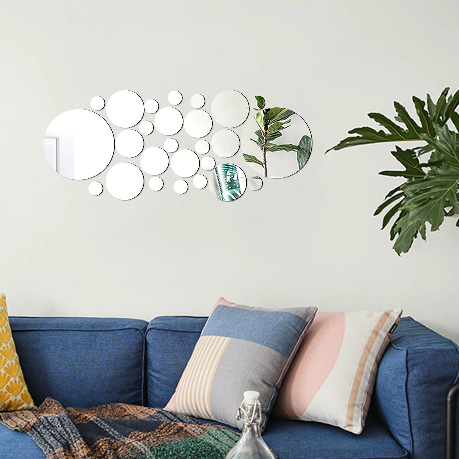 26PCS Geometric Circular Cryst - Rattan Mirror Round recension och pris