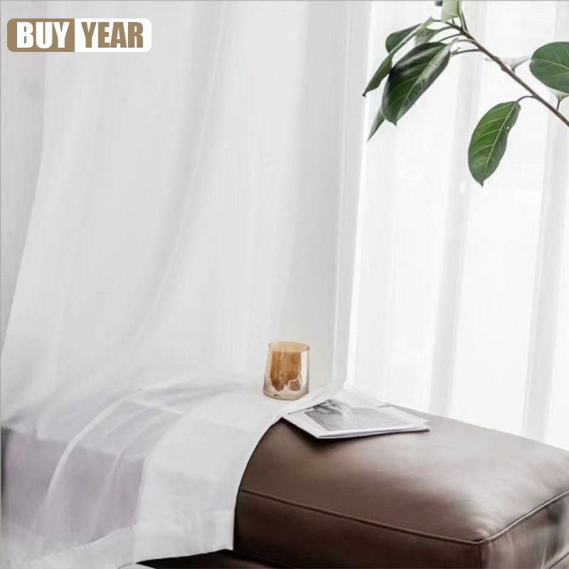 High Quality Solid White Tulle - Linen Curtain Eyelet recension och pris