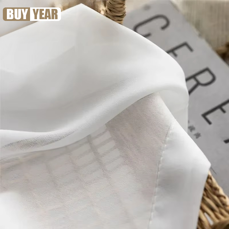 High Quality Solid White Tulle - Linen Curtain Eyelet recension och pris