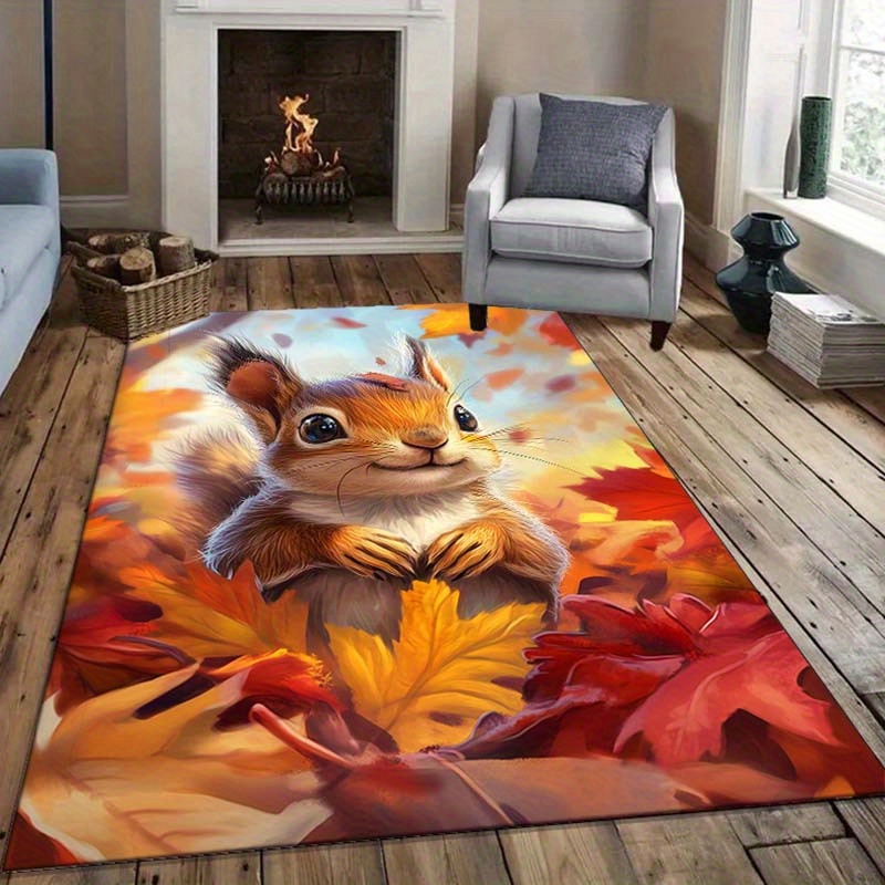 Autumn Squirrel Rug for Cozy L - Interior Design Living Room Ideas recension och pris