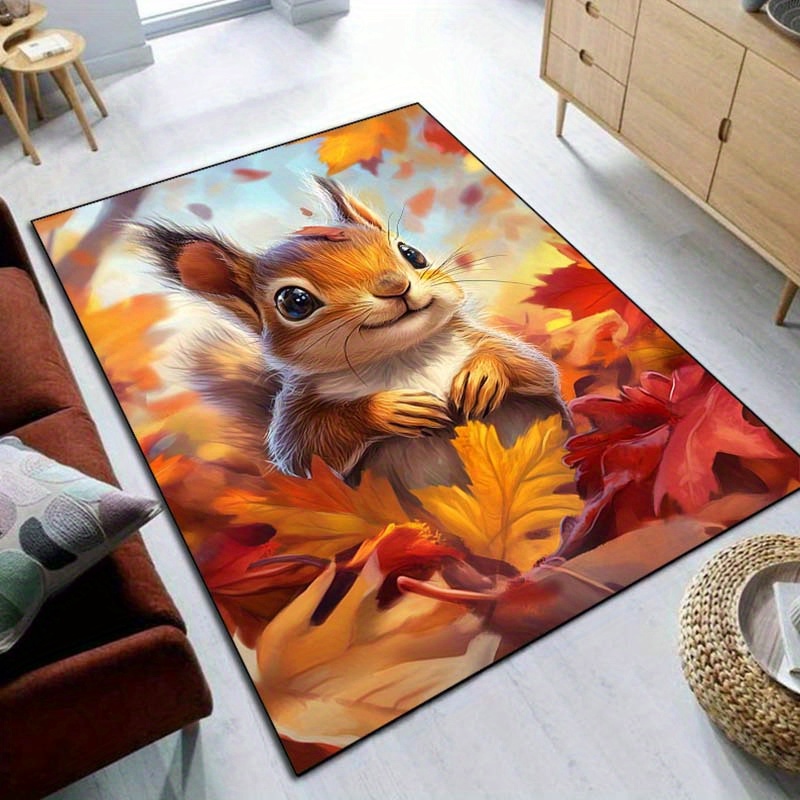 Autumn Squirrel Rug for Cozy L - Interior Design Living Room Ideas recension och pris