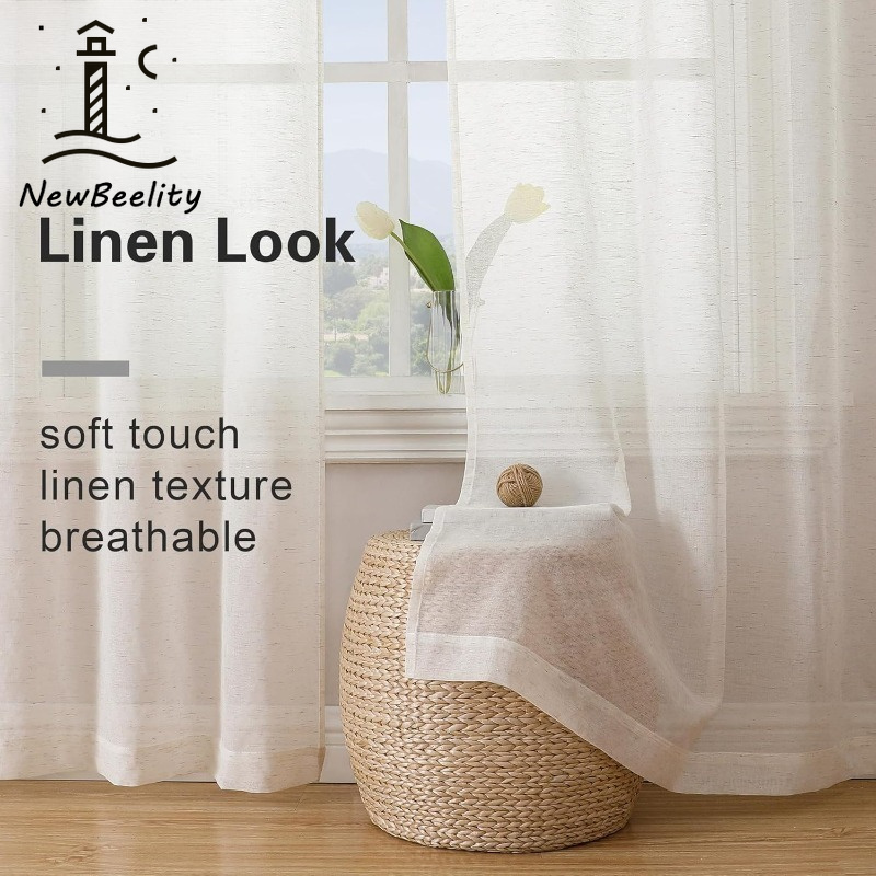 Linen Textured Tulle S Fold Sh - Linen Curtain Eyelet recension och pris