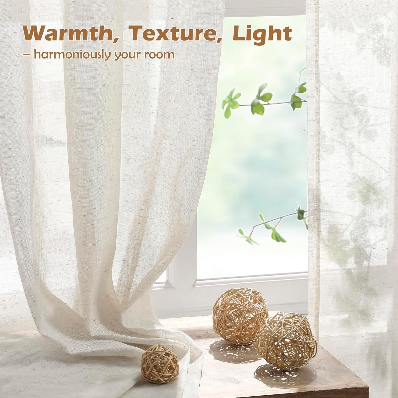 Linen Textured Tulle S Fold Sh - Linen Curtain Eyelet recension och pris