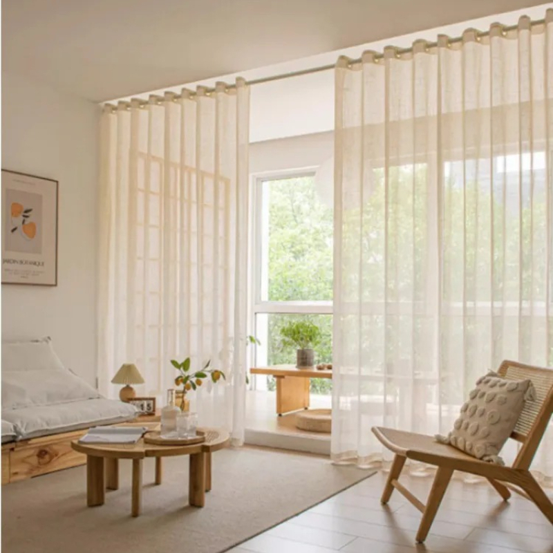Custom Size White Tulle Beige  - Linen Curtain Eyelet recension och pris