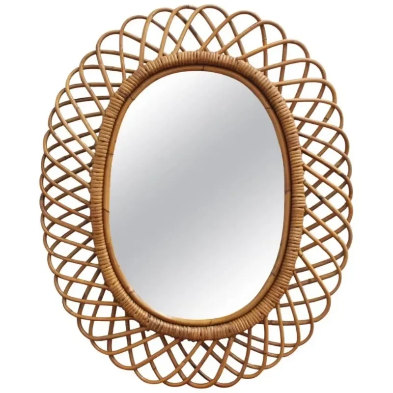 Modern round rattan wall mirro - Rattan Mirror Round recension och pris