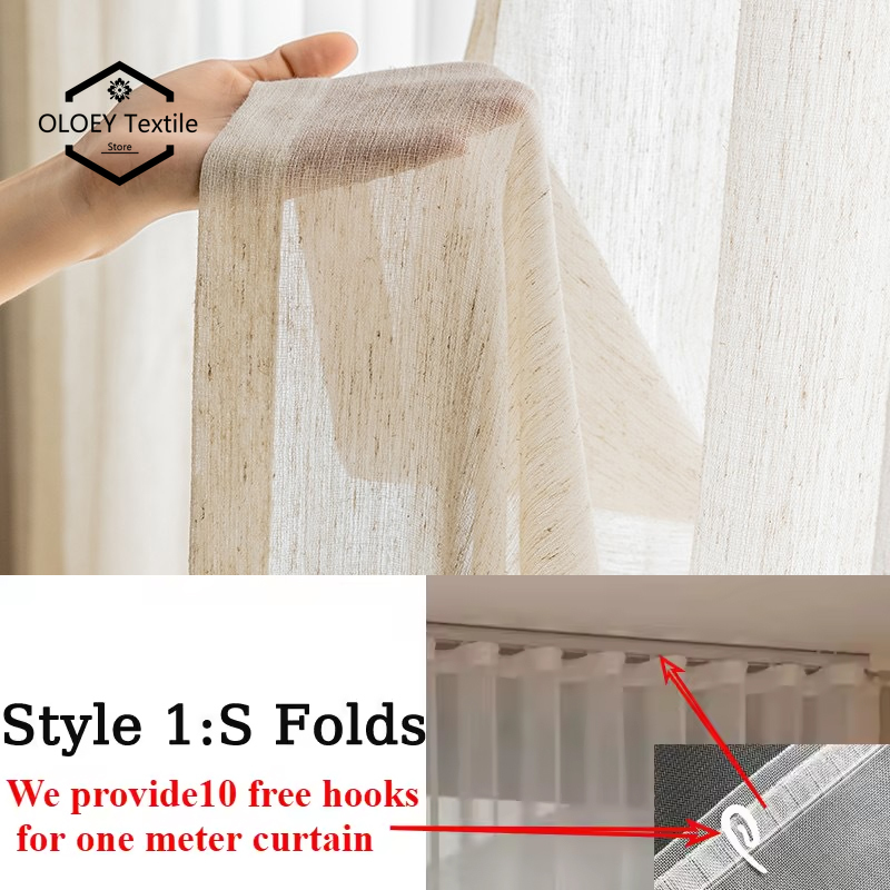 S Fold Wavy White Tulle Linen  - Linen Curtain Eyelet recension och pris