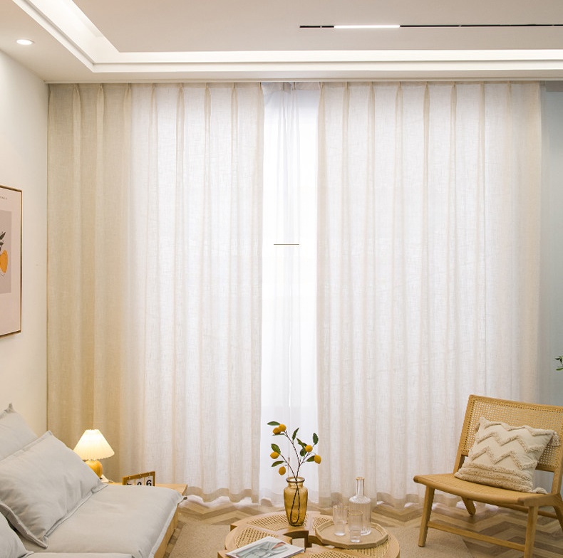 1pc Japanese Cream Color Curta - Linen Curtain Eyelet recension och pris