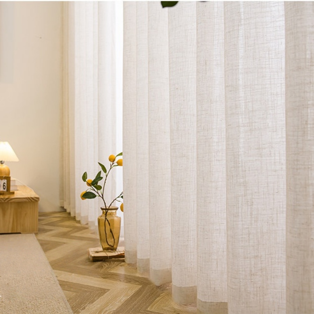 1pc Japanese Cream Color Curta - Linen Curtain Eyelet recension och pris