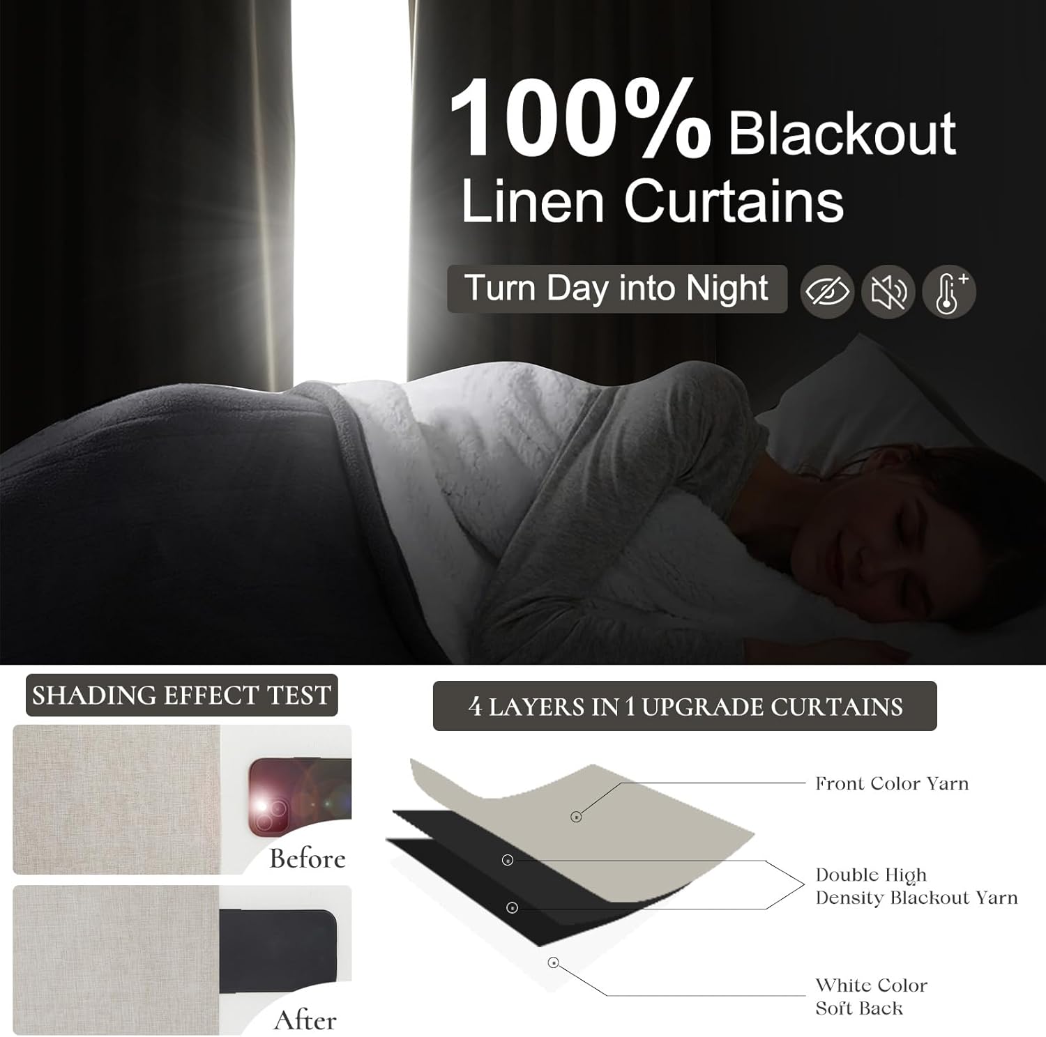 Natural Linen Blackout Curtain - Linen Curtain Eyelet recension och pris